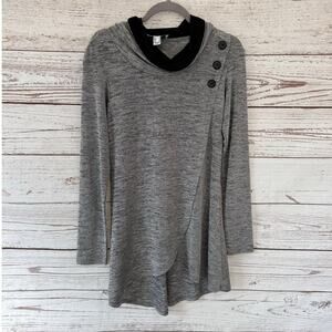 Joseph Ribkoff Women's Gray Liquid Knit Cowl Neck Tulip Hem Top Size U.S. 6